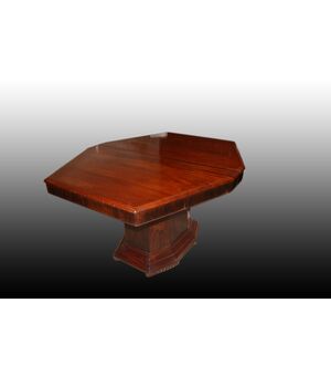 Tavolo francese stile Decò di inizio 1900 in legno di Mogano e Ebano