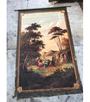  pan367 - succo d'erba su tela, epoca primi '900, misura cm L 183 x H 300