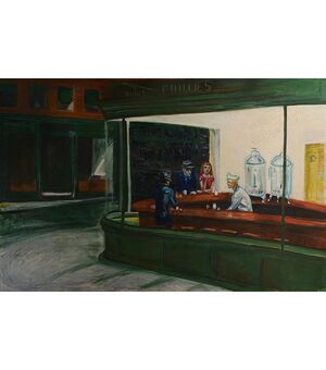 Scuola spagnola (anni '80) - Una copia enorme dei Nighthawks di Edward Hopper