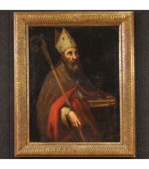 Antique portrait of a bishop from 17th century