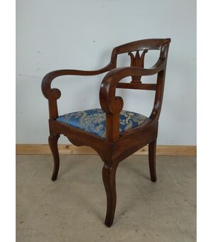 Poltrona Impero in noce massello - poltroncina - primi 800 - restaurata!