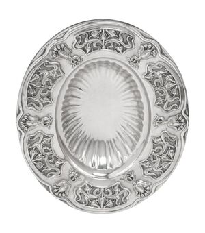 Centro-tavola Liberty ovale in silver plate - n. 1838 -