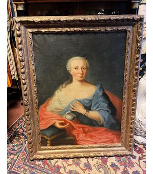 Ritratto del XVIII secolo. Ritratto femminile Olio su tela, cm 100x65.Grazie 