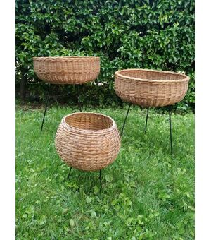 CESTI CON GAMBE IN FERRO SET DI 3