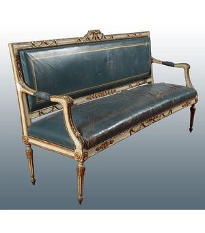 Grande divano italiano del 1700 stile Luigi XVI laccato