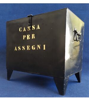 Cassa per assegni in metallo smaltato nero - Italia anni '70