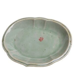 Piatto ovale sagomato Cina in celadon - O/5540 -