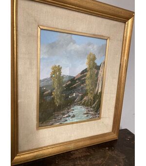 Dipinto Paesaggio olio Giacomo Delcroix Firenze anni 50. Mis 22 x 29 