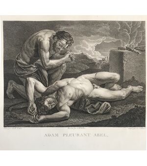 “Adam pleurant Abel” - Incisione a bulino - Gerard Rene Le Vilain - 1789