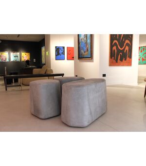 Pouf in pelle "Beki" Baxter by Christophe Delcourt