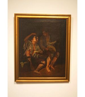 Riproduzione del 1900 di BARTOLOME ESTEBAN MURILLO (1618-1682, SPAIN) "DUE BAMBINI CHE MANGIANO UN MELONE E UVA"