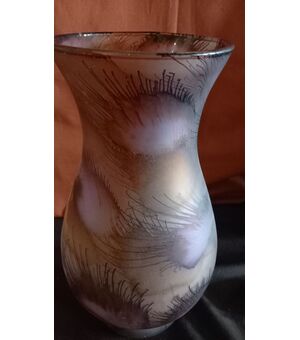 vaso vetro decorato del '900