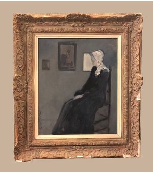 Scuola spagnola (metà XX) - Omaggio a "La madre dell'artista" di Whistler
