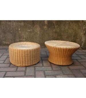 POUF IN VIMINI SET DI 2