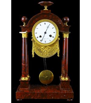 Antico orologio da tavolo del 1800 in marmo rosso Francia
