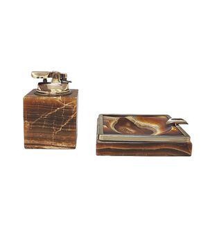 1970s Gorgeous Smoking Set in Onyx. Made in Italy