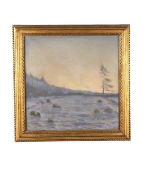 Dipinto di Guido Cinotti Paesaggio invernale