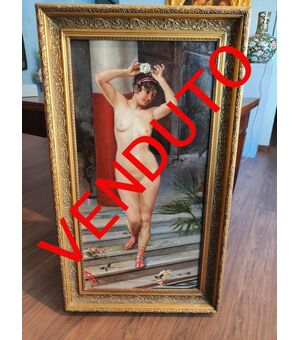 Bellissimo dipinto pompeiano raffigurante nudo di donna
