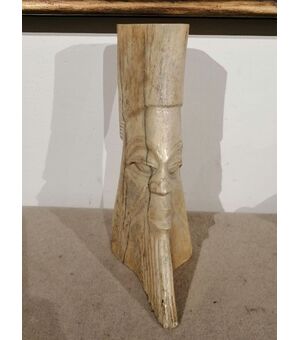 Scultura antica africana in osso raffigurante volto - XIX secolo