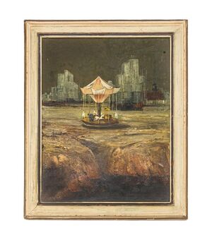 Dipinto "Giostra in periferia" - O/8197 -