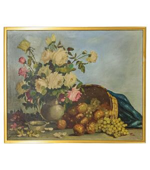 Dipinto con fiori e frutta - O/8193 -
