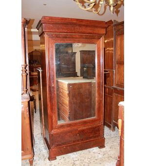 Armadio stile Direttorio ad 1 porta in legno di mogano e piuma di mogano XIX secolo