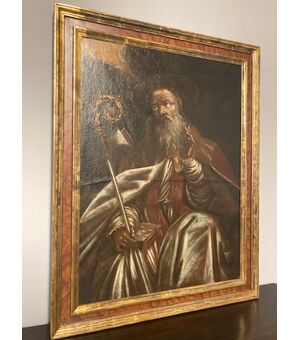 Antico dipinto olio su tela scuola Italiana XVII sec raffigurante San Liborio . Mis cm 120 x 93 