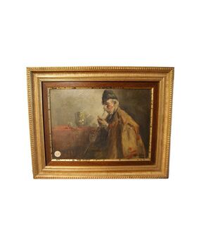 Olio su cartoncino "Uomo con pipa" di Andor G. Horvath (1876-1966)