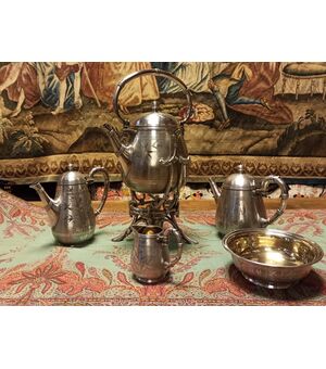 CHRISTOFLE originale. Raro servizio completo con Samovar. Parigi, Liberty, punzoni sul fondo autentici del periodo 1891-1935.