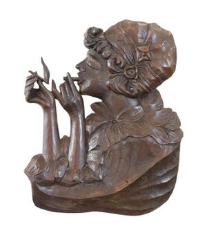 Scultura Art Nouveau a bassorilievo in legno di noce PREZZO TRATTABILE