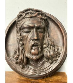 Antica scultura XVIII sec Cristo La passione  in noce 