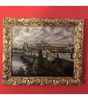 Ponte di "Carlo" a Praga, olio su tela