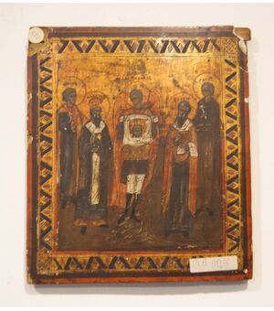 Icona russa di inizio 1800 raffigurante Gesù con Santi 