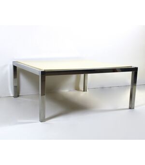 Coffee table vintage 1970 acciaio/pergamena