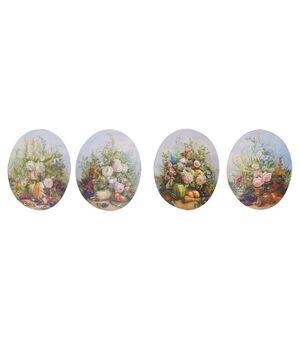 Set di 4 tele ovali con fiori e frutta - O/5542 -