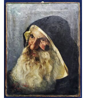 Oil painting on canvas &quot;Dominican Friar&quot; - Italy 19th century.     