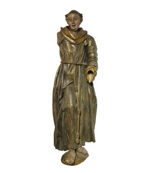 Frate (Sant’Antonio), scultura in legno policromo e dorato, XVI° secolo
