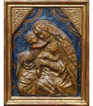 XV secolo, bottega di Adriaen Van Wesel (1415-1490), Madonna con Bambino
