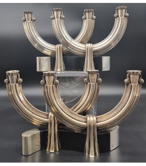 Coppia di candelieri in argento Sant'Elia 