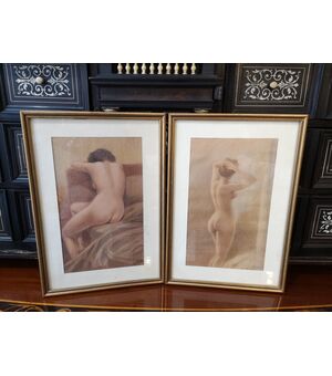 Dipinti raffiguranti " studio di nudo " di Luigi Biggi