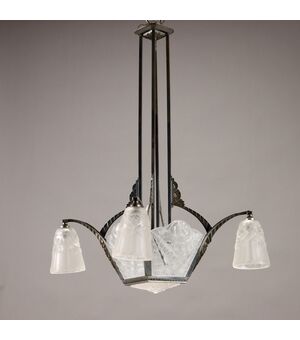 Lampadario Art Déco Degué Francia 1925-1935
