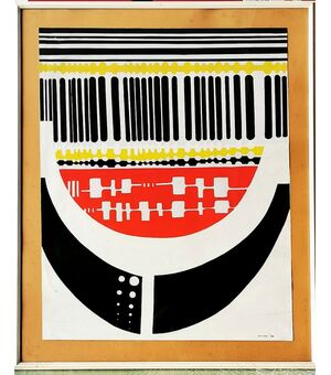 Tempera astratta su carta   Firma: GALLERI, 1968 , 81 x 64