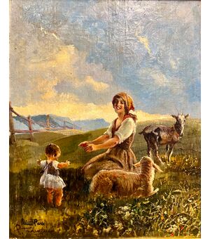 Piero Todeschini, “Primi Passi” olio su tela 1929