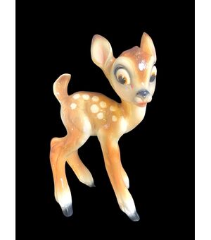 Figura di Bambi in ceramica,serie Walt Disney.Manifattura Zaccagnini.