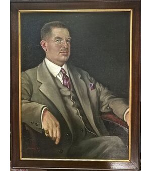 DIPINTO - OLIO SU TAVOLA "RITRATTO DI NOBILE"  FIRMATO: MARCHI  anni '30
