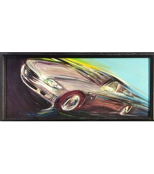 Quadro con AUTO MASERATI Acrilico su forex di ROBERTO DONATELLI  34 x 74 cm