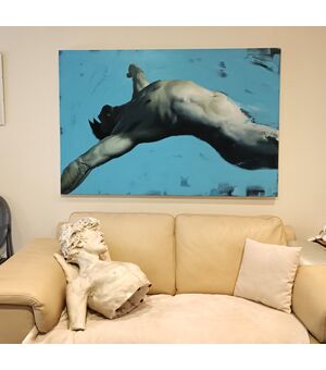 Olio su tela Deep Blue  il nudo Filippo Manfroni 
