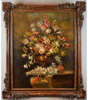 Natura morta con vaso di fiori, Scuola italiana del XIX secolo