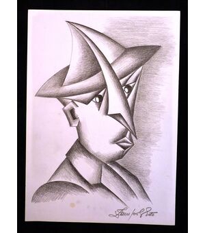 DISEGNO A MATITA SU CARTA  DI ERTO ZAMPOLI (FIRMATO)