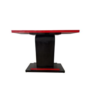 Consolle bifacciale di linea Art Déco laccata nera e rossa, anni '80